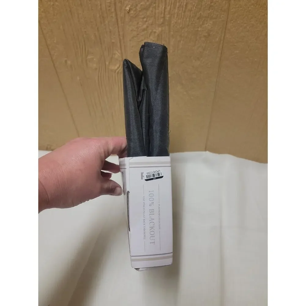 R Home Platinum Collection Blackout Pinch Pleated Back Tab Panel Charcoal 25x29